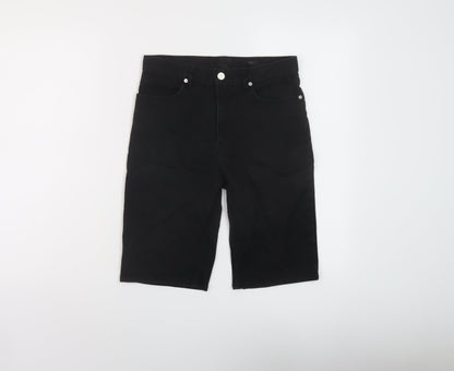 H&M Mens Black Cotton Bermuda Shorts Size 28 in L11 in Regular Button