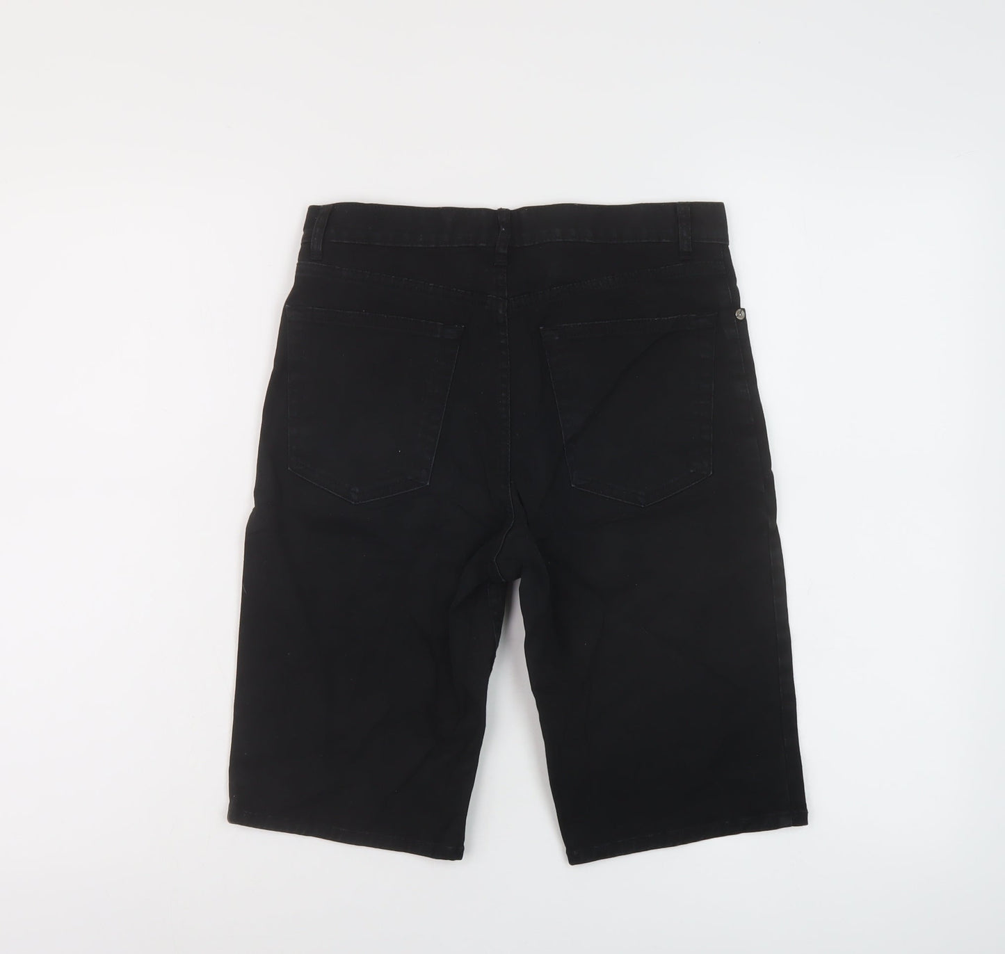 H&M Mens Black Cotton Bermuda Shorts Size 28 in L11 in Regular Button