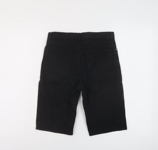 H&M Mens Black Cotton Bermuda Shorts Size 28 in L11 in Regular Button
