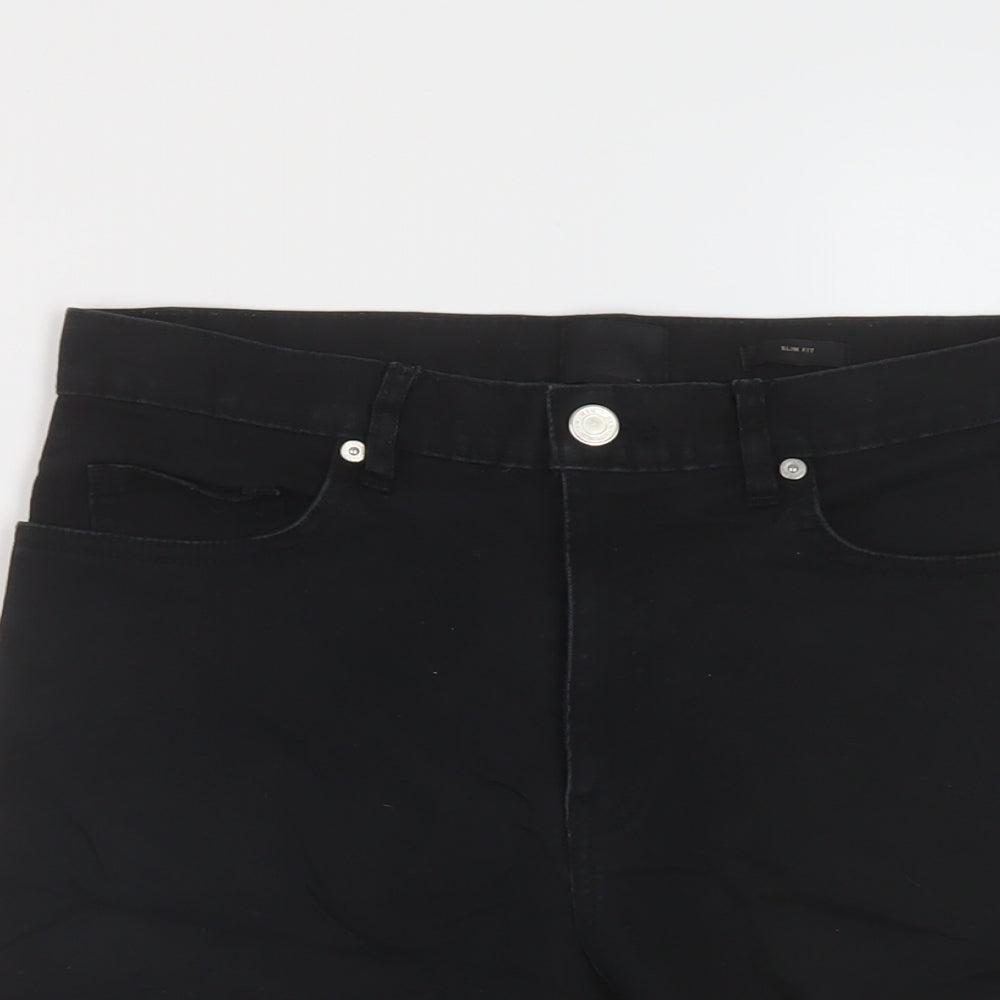 H&M Mens Black Cotton Bermuda Shorts Size 28 in L11 in Regular Button