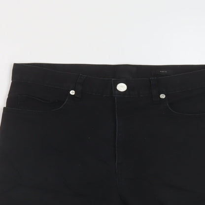 H&M Mens Black Cotton Bermuda Shorts Size 28 in L11 in Regular Button