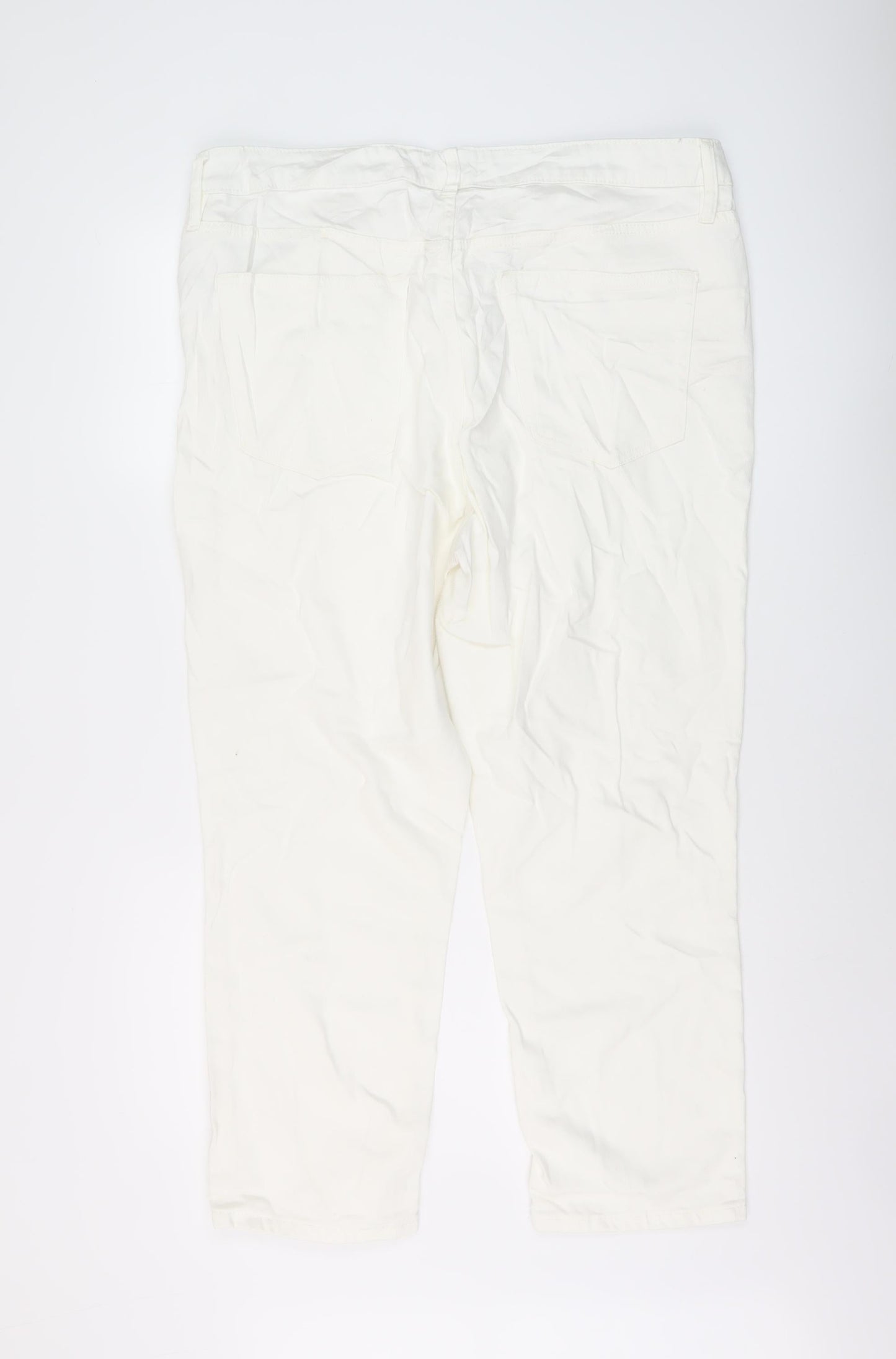 F&F Womens Ivory Cotton Straight Jeans Size 18 L26 in Regular Button