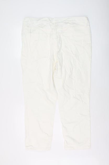 F&F Womens Ivory Cotton Straight Jeans Size 18 L26 in Regular Button
