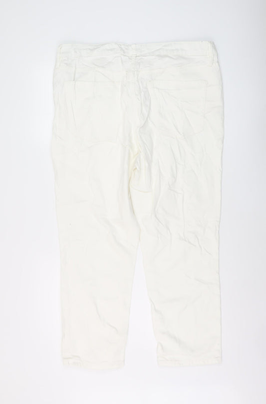 F&F Womens Ivory Cotton Straight Jeans Size 18 L26 in Regular Button
