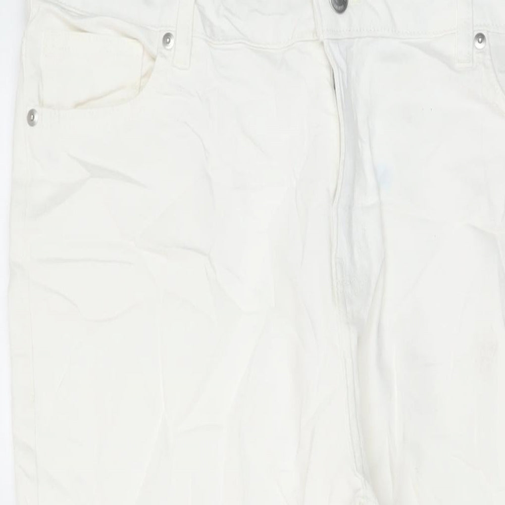 F&F Womens Ivory Cotton Straight Jeans Size 18 L26 in Regular Button