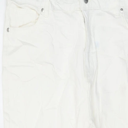 F&F Womens Ivory Cotton Straight Jeans Size 18 L26 in Regular Button