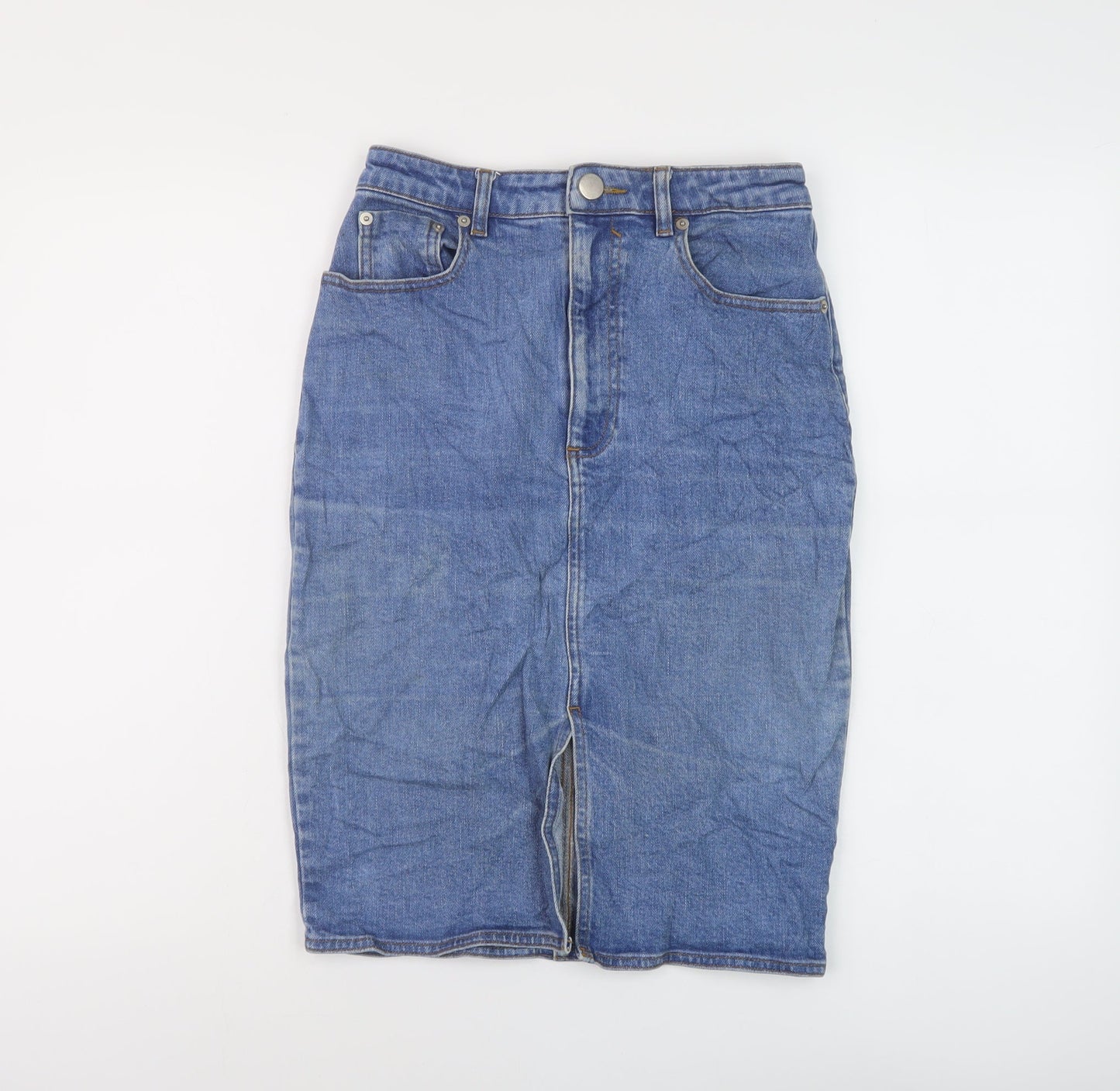 ASOS Womens Black Cotton A-Line Skirt Size 10 Button