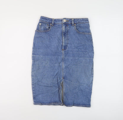 ASOS Womens Black Cotton A-Line Skirt Size 10 Button