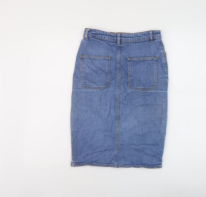 ASOS Womens Black Cotton A-Line Skirt Size 10 Button