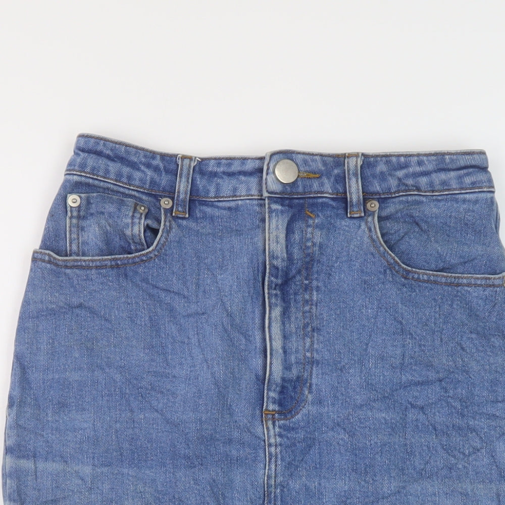 ASOS Womens Black Cotton A-Line Skirt Size 10 Button