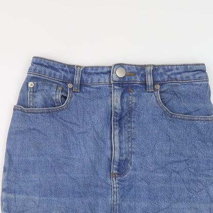 ASOS Womens Black Cotton A-Line Skirt Size 10 Button