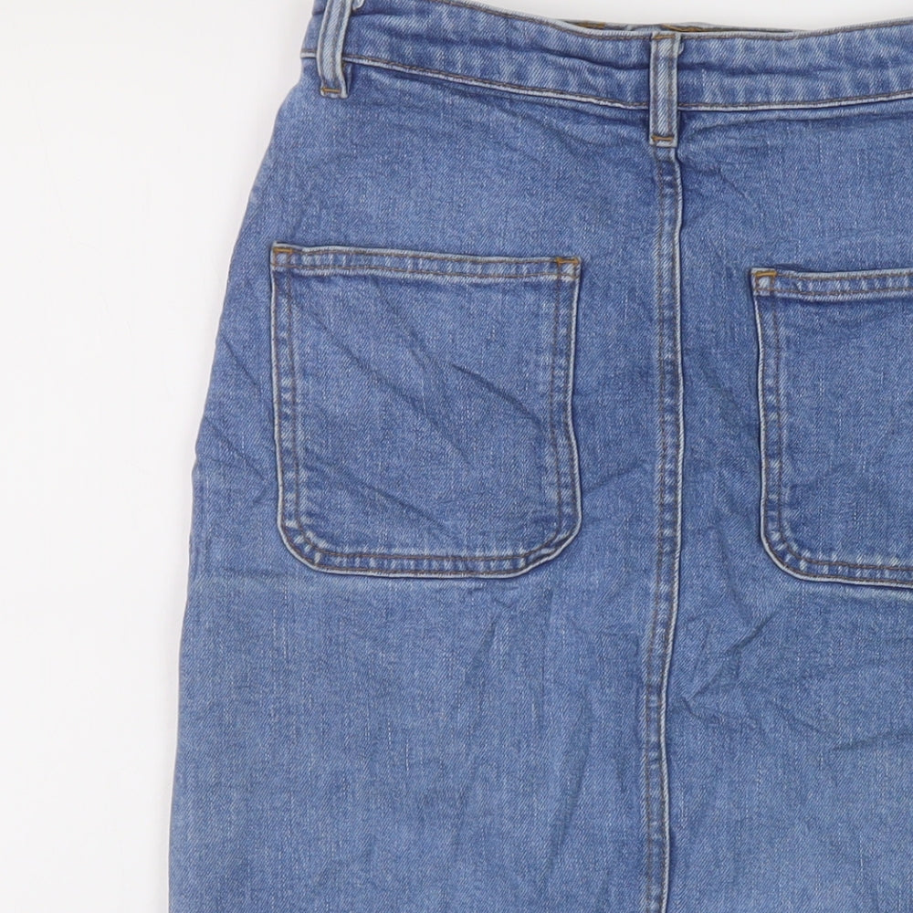 ASOS Womens Black Cotton A-Line Skirt Size 10 Button