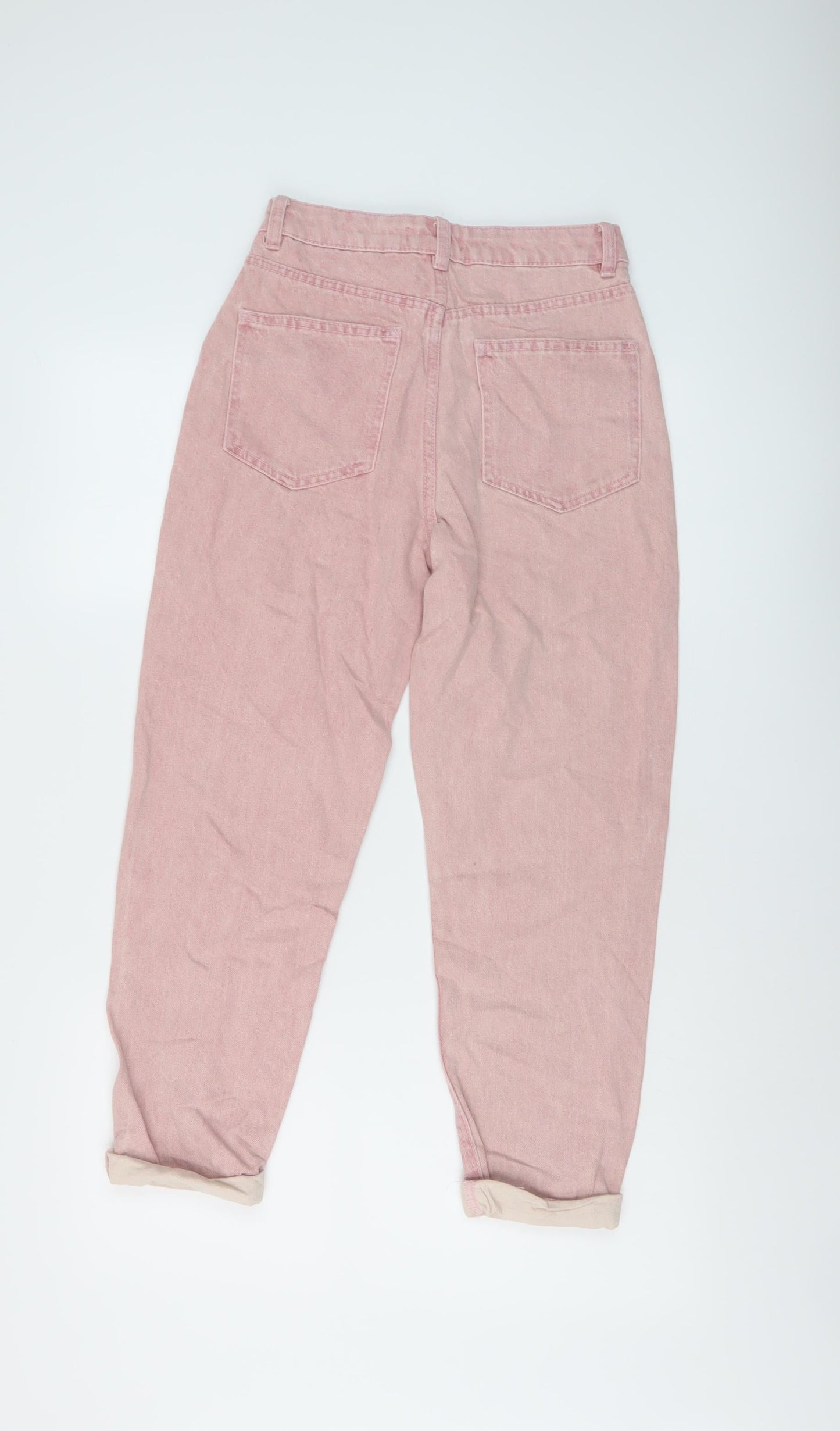 Bershka Womens Pink Cotton Mom Jeans Size 6 L24 in Regular Button