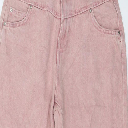 Bershka Womens Pink Cotton Mom Jeans Size 6 L24 in Regular Button