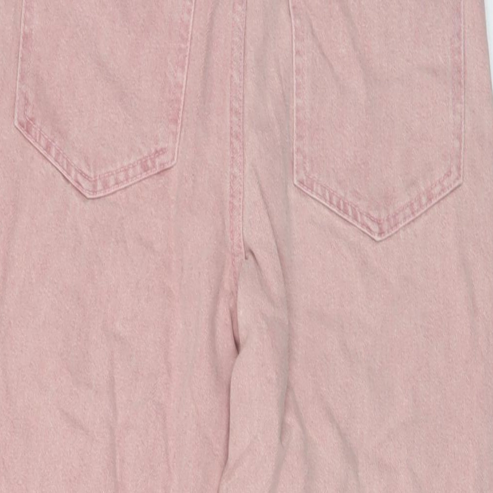 Bershka Womens Pink Cotton Mom Jeans Size 6 L24 in Regular Button
