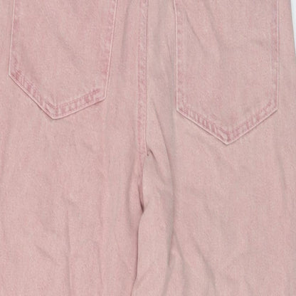 Bershka Womens Pink Cotton Mom Jeans Size 6 L24 in Regular Button