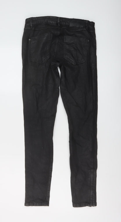 Zara Womens Black Cotton Skinny Jeans Size 10 L29 in Regular Button