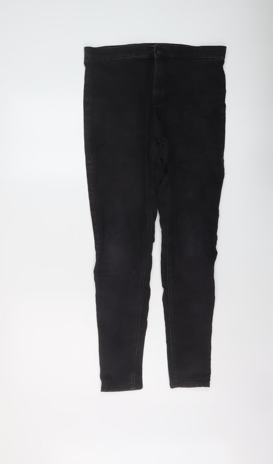 Topshop Womens Grey Cotton Skinny Jeans Size 34 in L28 in Regular Button