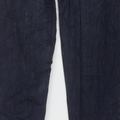 Zara Mens Blue Cotton Straight Jeans Size 32 in L31 in Regular Button