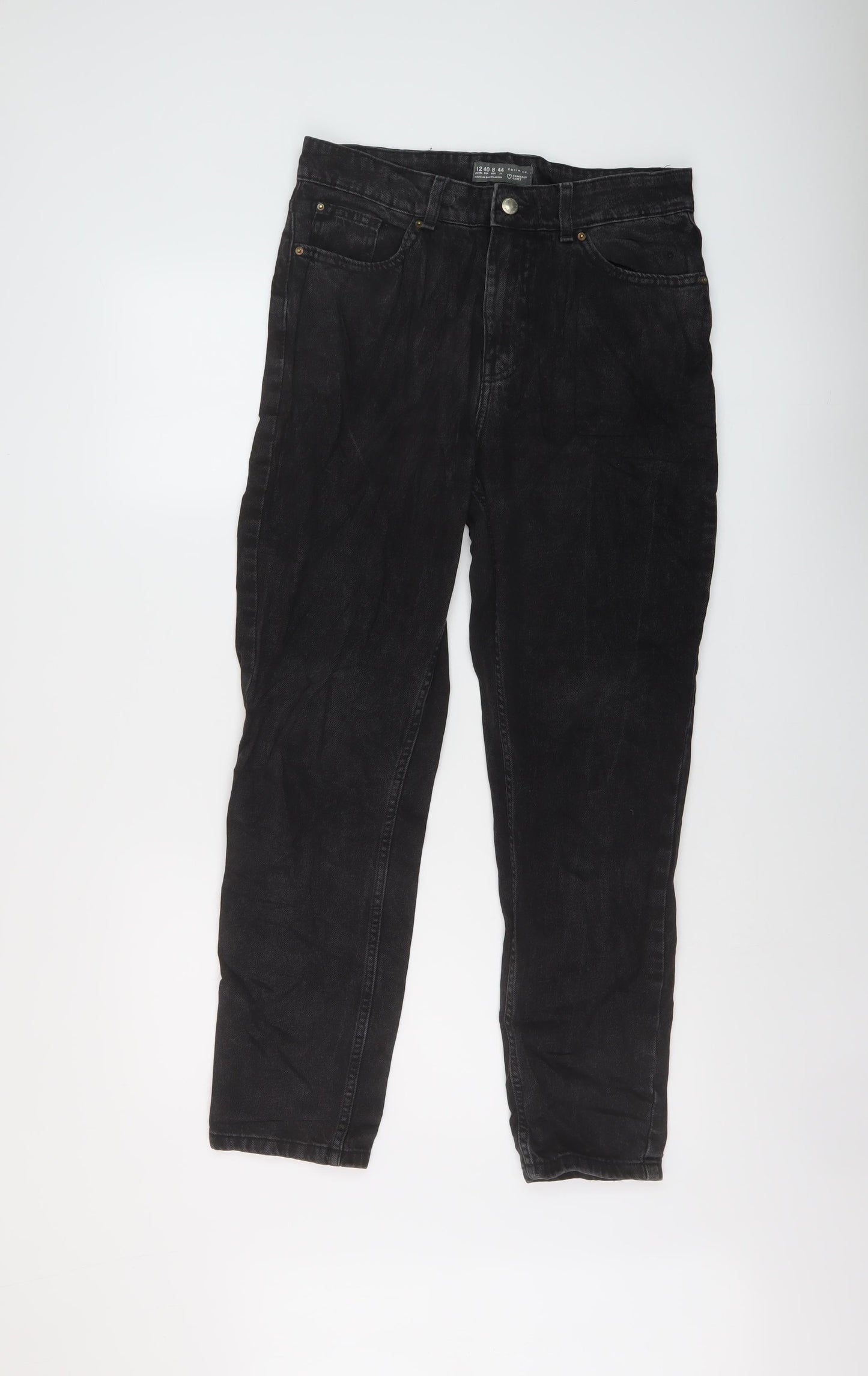 Denim & Co. Womens Grey Cotton Straight Jeans Size 12 L28 in Regular Button