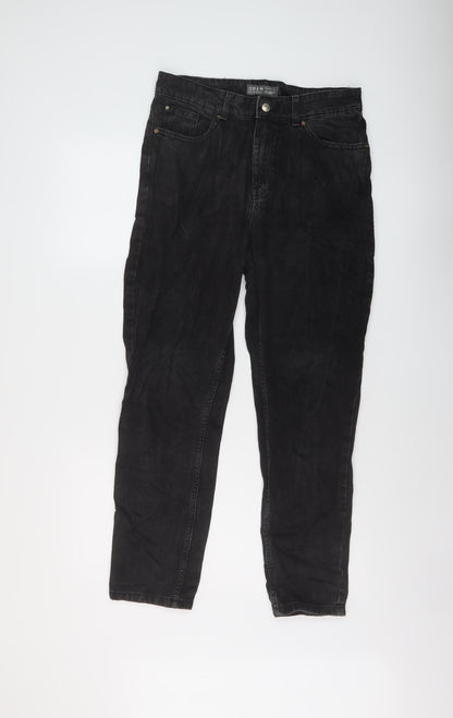 Denim & Co. Womens Grey Cotton Straight Jeans Size 12 L28 in Regular Button