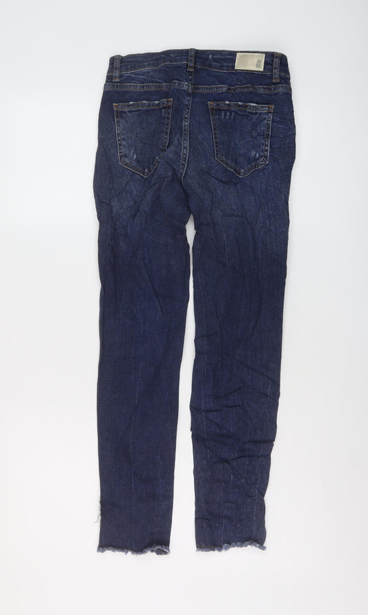 Zara Womens Blue Cotton Skinny Jeans Size 6 L27 in Regular Button
