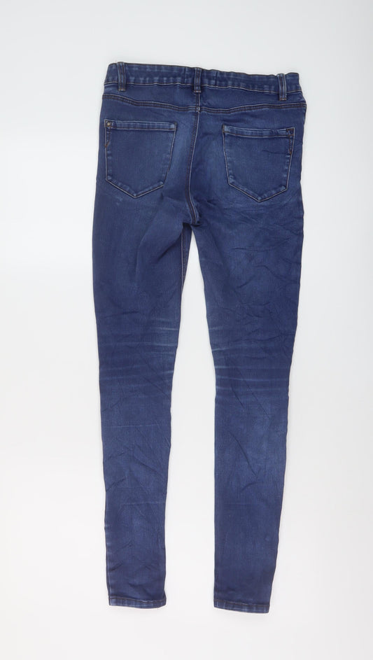 New Look Womens Blue Cotton Skinny Jeans Size 10 L29 in Regular Button