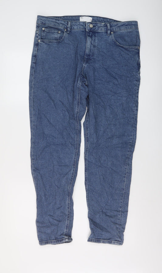 ASOS Mens Blue Cotton Straight Jeans Size 34 in L32 in Regular Button