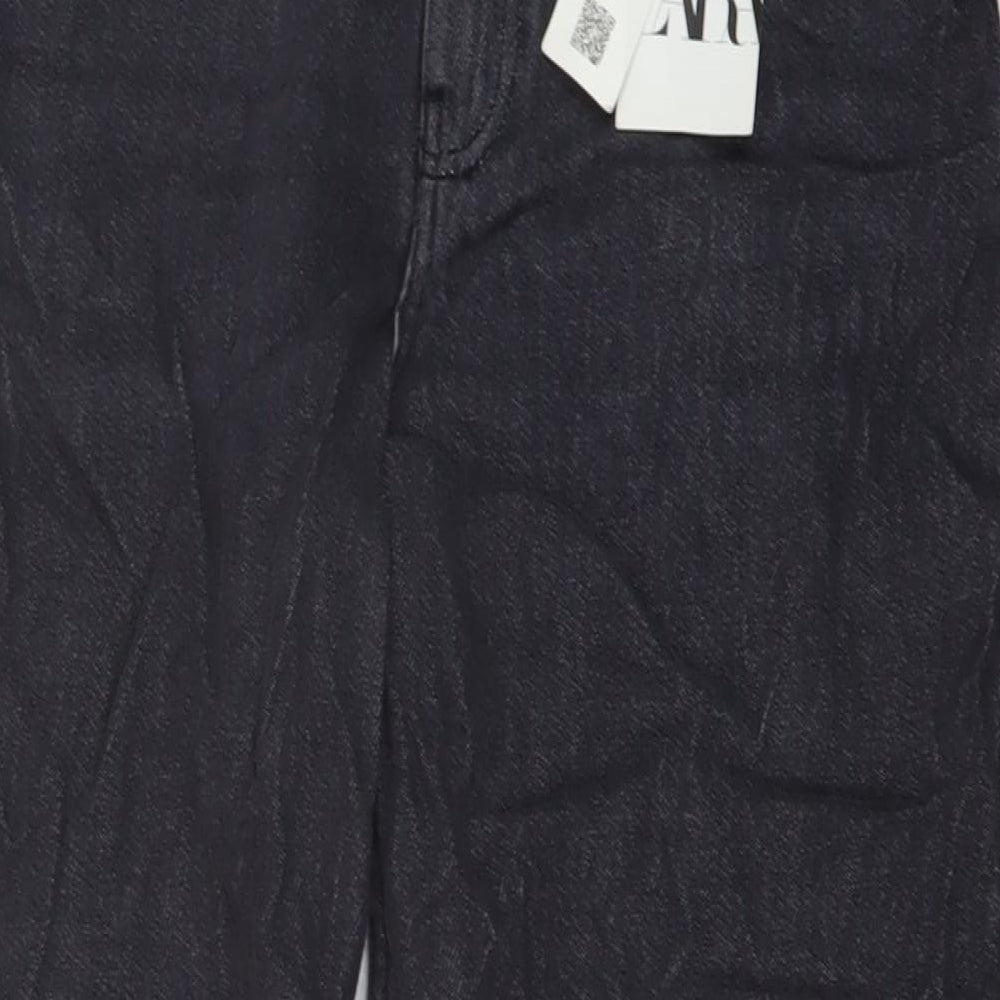 Zara Womens Grey Cotton Wide-Leg Jeans Size M L36 in Regular Button