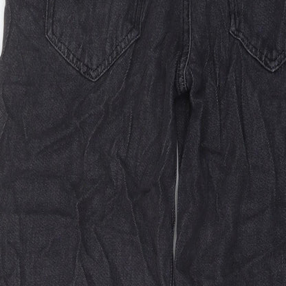 Zara Womens Grey Cotton Wide-Leg Jeans Size M L36 in Regular Button