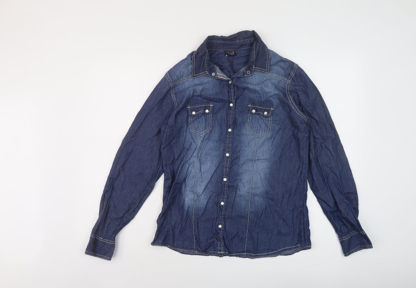 Womens UK Size 8 Faded Glory Blue Basic Blouse