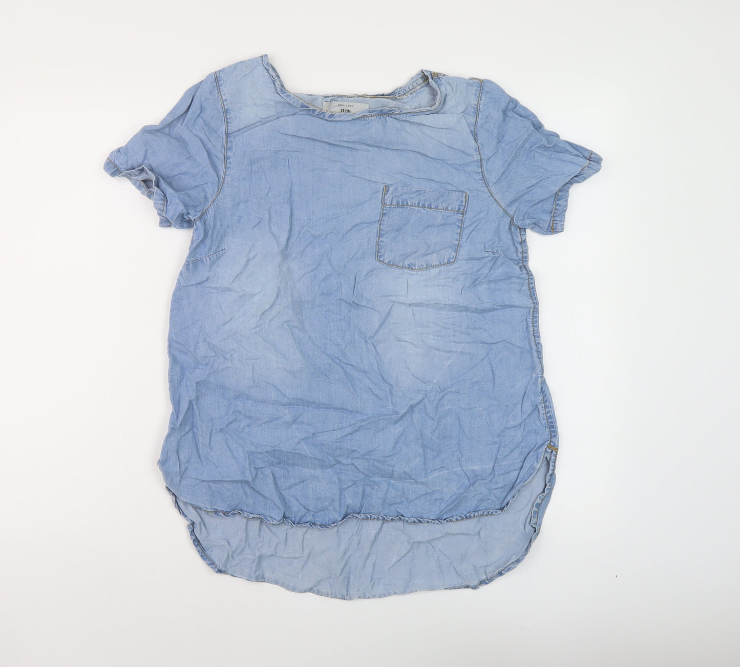 Womens UK Size 10 New Look Blue Basic Blouse
