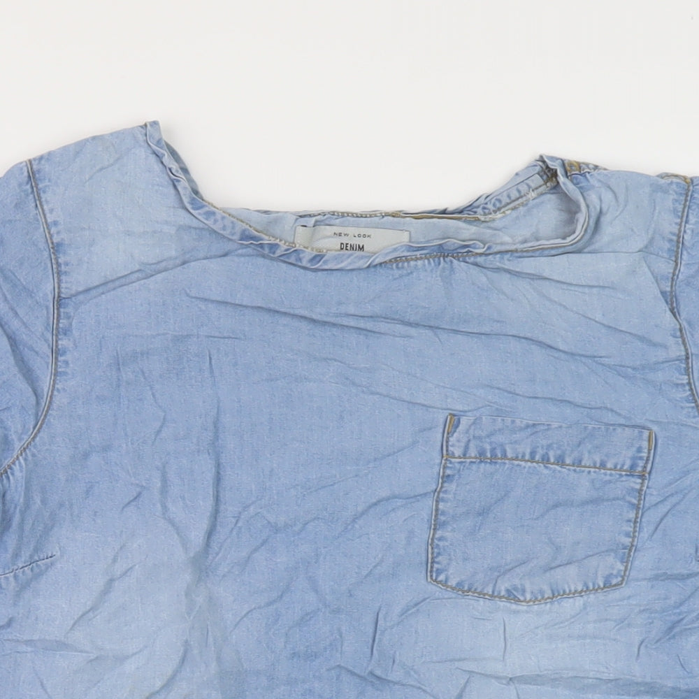 Womens UK Size 10 New Look Blue Basic Blouse