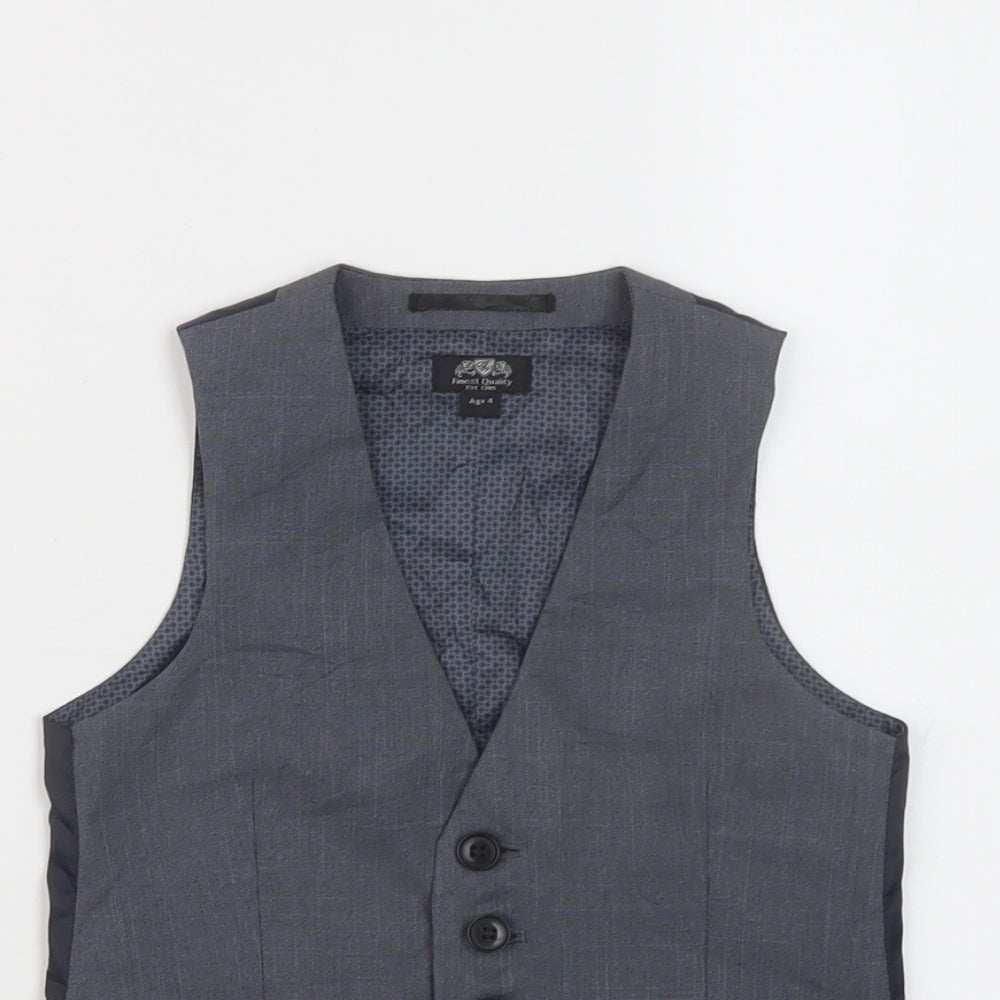 Close-up detail of Finest Quality boys’ grey jacket waistcoat, size 4, years button
