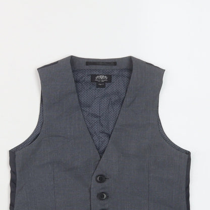 Close-up detail of Finest Quality boys’ grey jacket waistcoat, size 4, years button