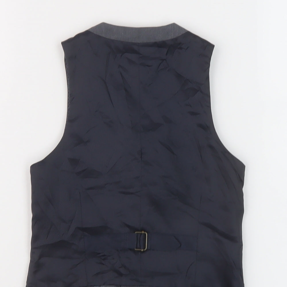 Brand and care label for Finest Quality boys’ grey jacket waistcoat, size 4, years button