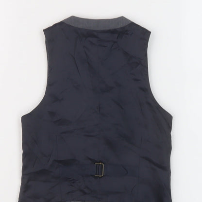 Brand and care label for Finest Quality boys’ grey jacket waistcoat, size 4, years button