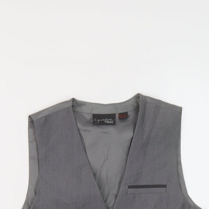 Close-up detail of Next boys’ grey jacket waistcoat, size 8, years button