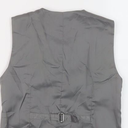 Brand and care label for Next boys’ grey jacket waistcoat, size 8, years button