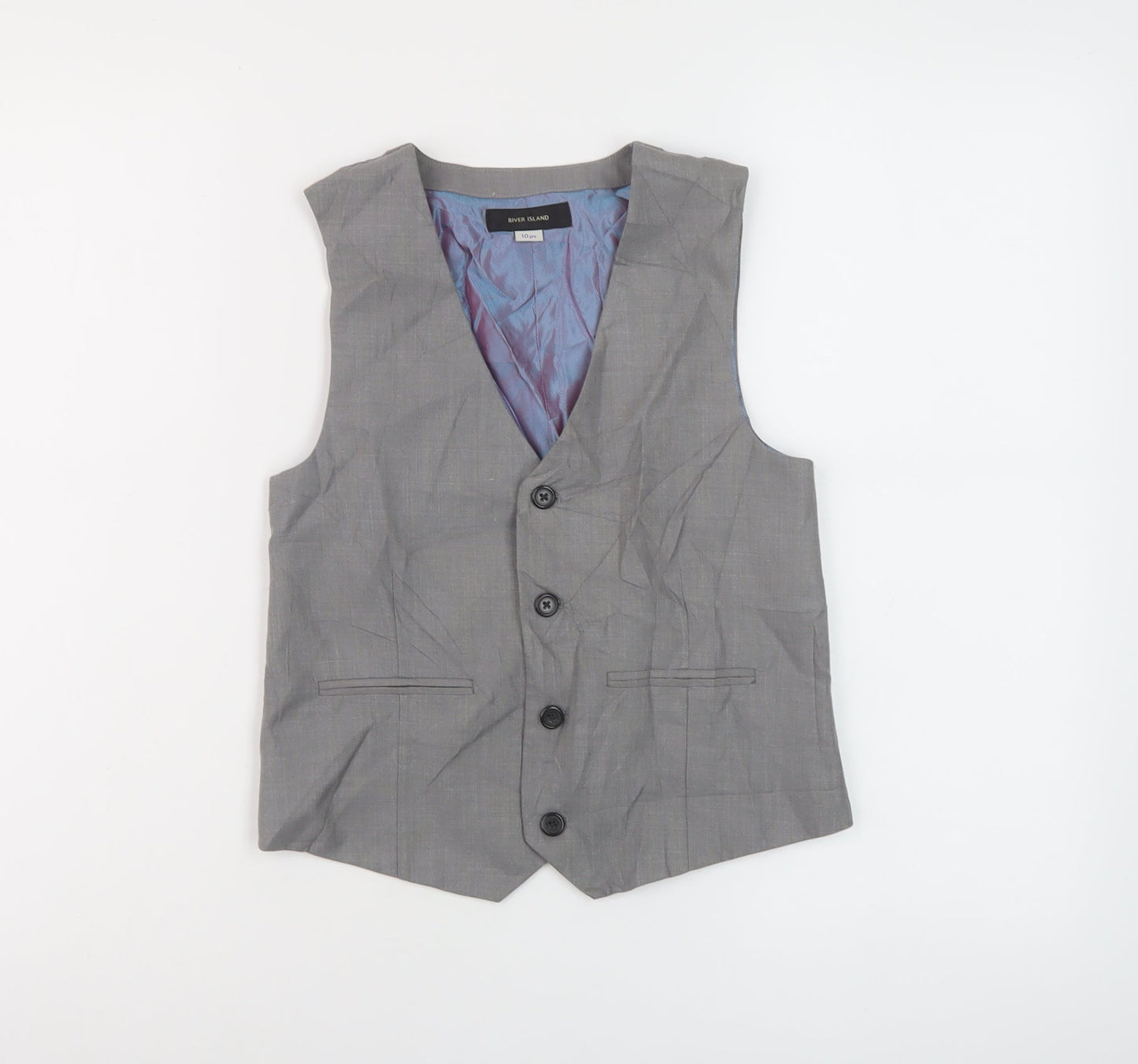 River Island Boys Grey Jacket Waistcoat Size 10 Years Button