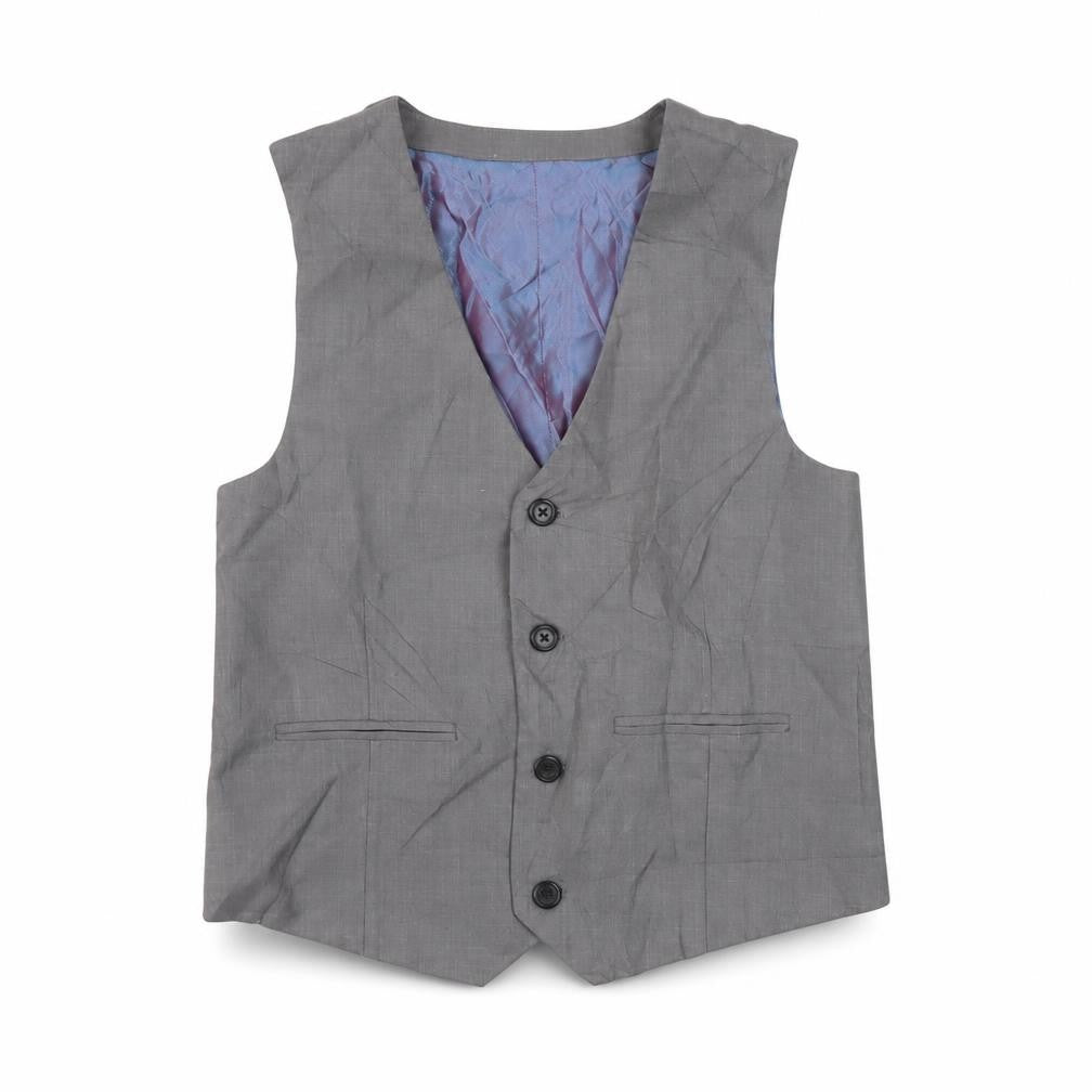 Front view of River Island boys’ grey jacket waistcoat, size 10, years button