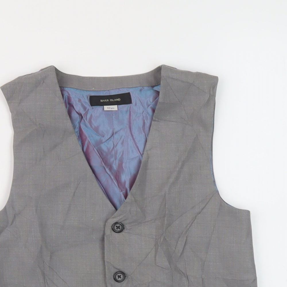 River Island Boys Grey Jacket Waistcoat Size 10 Years Button