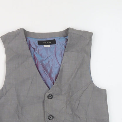 River Island Boys Grey Jacket Waistcoat Size 10 Years Button