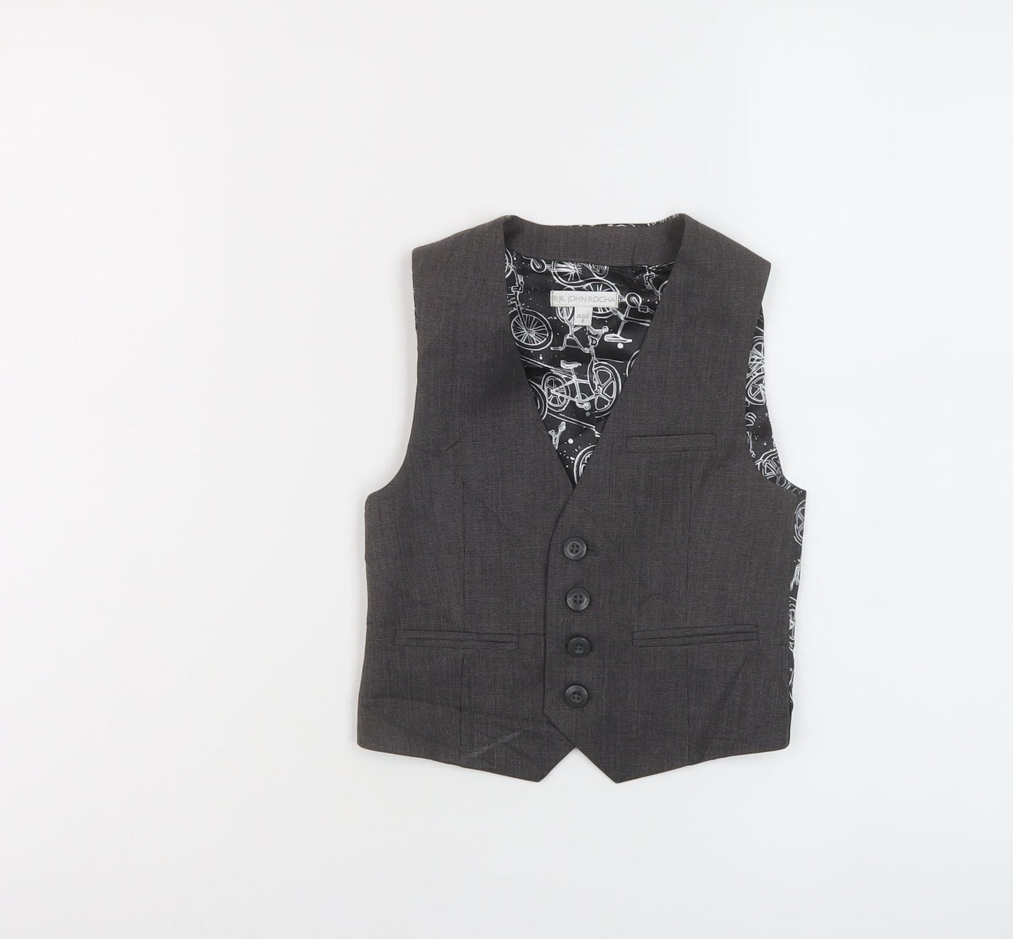 RJR.John Rocha Boys Grey Jacket Waistcoat Size 6 Years Button