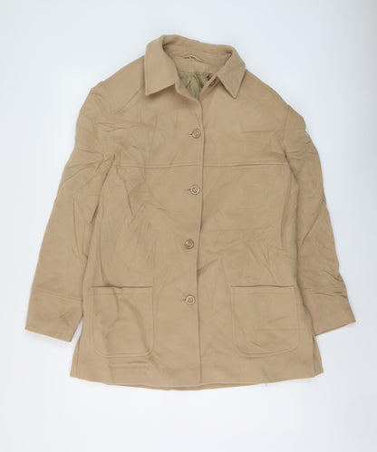 Kristen Womens Beige Overcoat Coat Size 16 Button
