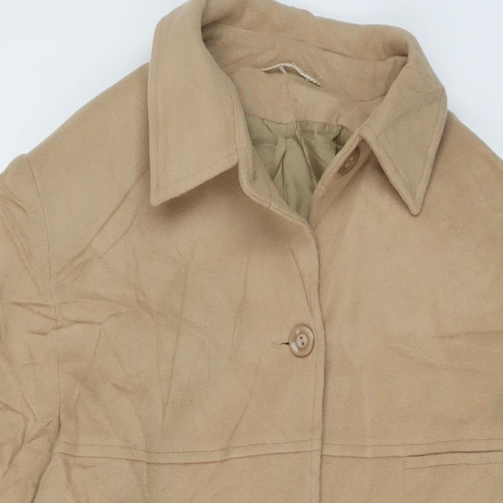 Kristen Womens Beige Overcoat Coat Size 16 Button
