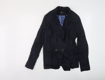 NEXT Womens Blue Linen Jacket Suit Jacket Size 10