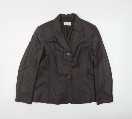 Precis Womens Brown Jacket Size 12 Button