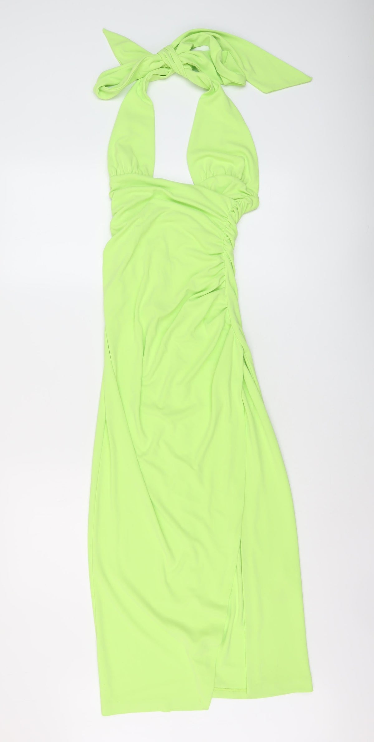 Zara Womens Green Polyester A-Line Size XS Halter Zip