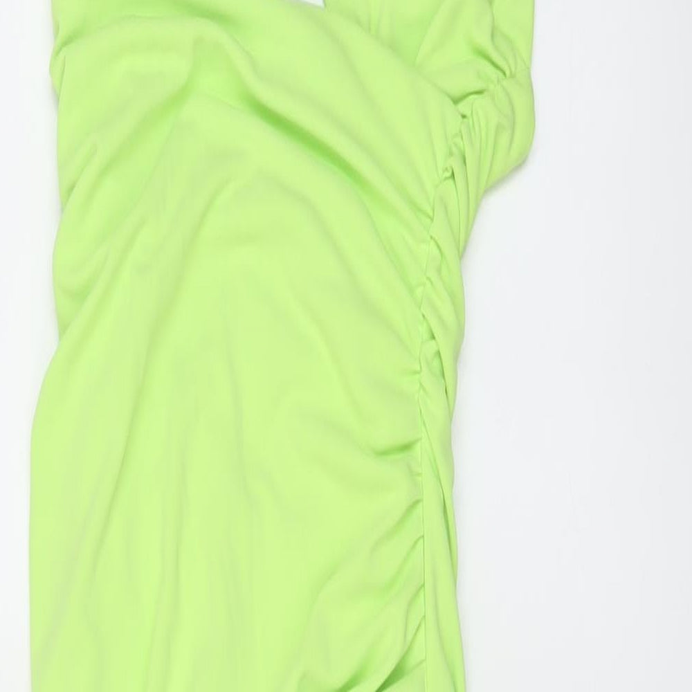 Zara Womens Green Polyester A-Line Size XS Halter Zip